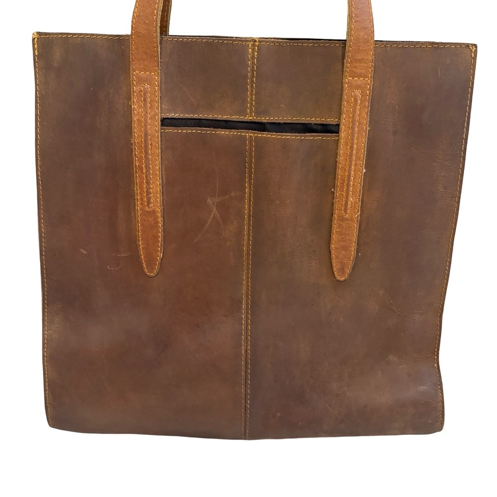 Le Papillon Large Brown Leather Tote - Picture 9 of 16